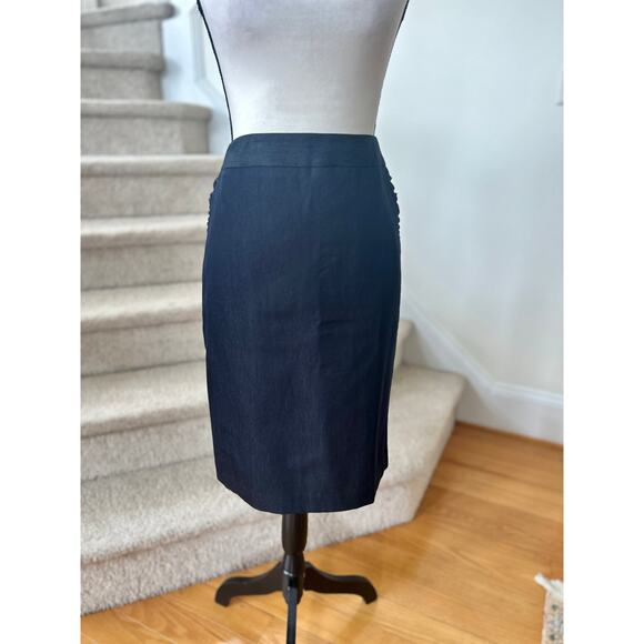 NWT Talbots Denim Chambray Ruffle Pocket Pencil Skirt - Picture 1 of 7